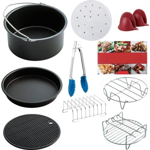 Air Fryer Accessories Set of 10 pcs, Fit all Standard Air Fryer 3.7QT- 5.3QT- 5.8QT, 7 Inch