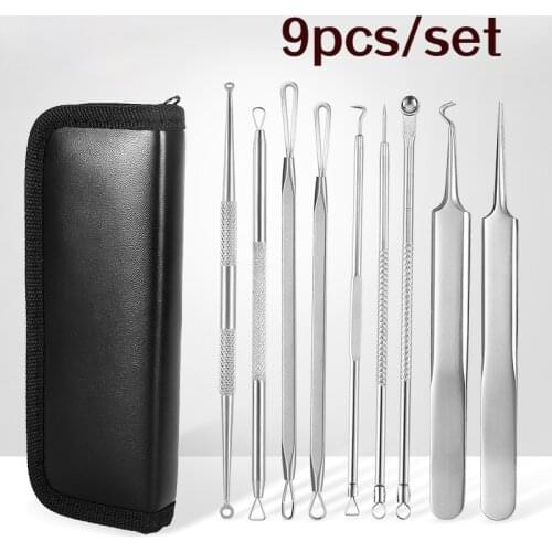Beauty Blackhead Remover Stainless Steel Extractor Pimple Acne Tool Kit Face Skin Care Tools Needles Facial Pore Cleaner