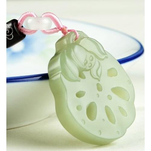 Natural A hetian jade lotus hollow handcarved lotus jade green jade pendant jade necklace unique jadeite jade jewelry