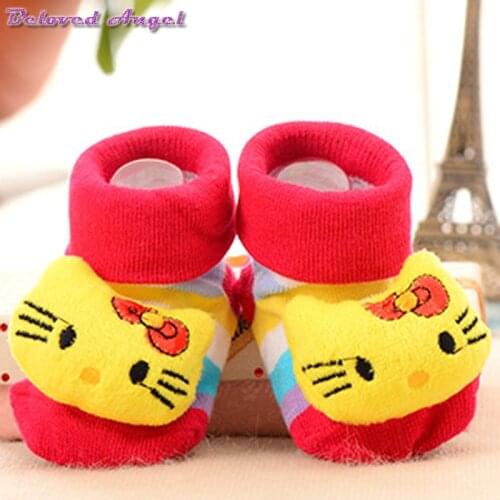 0-18M Kids Cute Socks Baby Cotton Cartoon Animal Newborns Sole Boot Slipper Child For Boy Girl Babies Sock Anti-slip Floor Wear