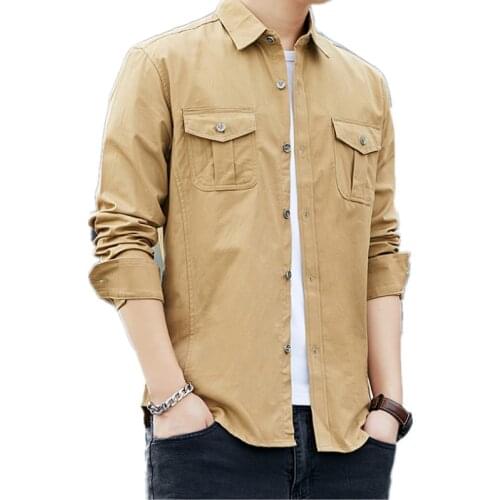 2020 Spring Autumn Mens New Korean Fashion Long Sleeved Shirt Casual Jacket Plus Size Blusas Koszula Social Camisas Masculina