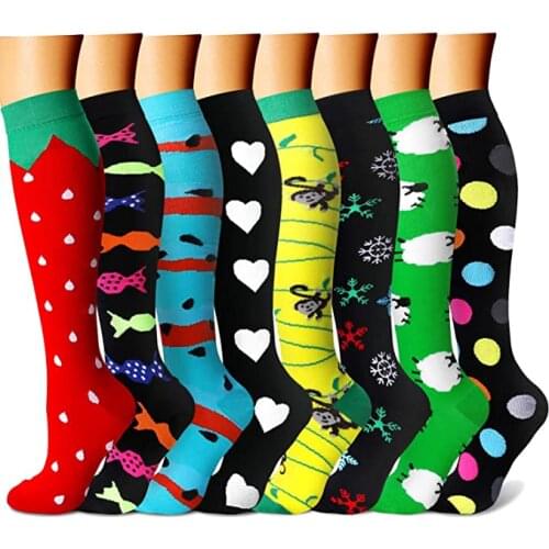 New Running Men Women Socks Sports Compression Socks Varicose Veins Funny Animal Snow Chrismas Golf Cycling Long Pressure Socks