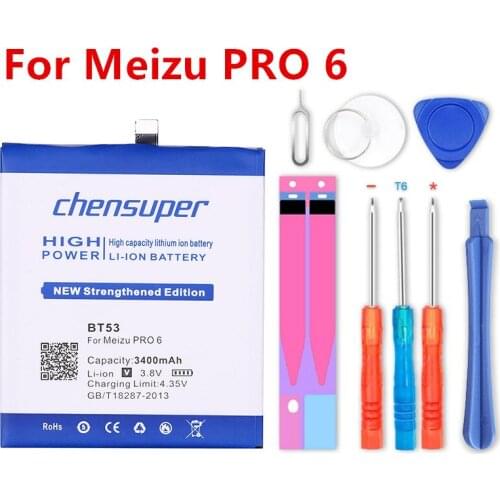 NEW High Capacity 3400mAh BT53 Battery for Meizu PRO 6 High Quality Mobile Phone Replacement Accumulator