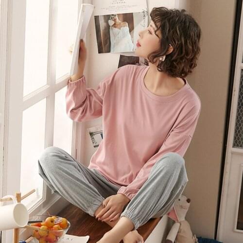 Pajamas Women Autumn Long-sleeved Trousers Cute and Sweet Two-piece Spring and Autumn Thin Pajamas Girls Can Wear Home Clothes