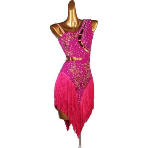 Latin Dress Women Dancing Rhinestone Dress 4 colors Tassels Fringe Dress Rumba Dress Competition Salsa Costume Gatsby Dress