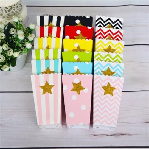 Favor Candy Treat Popcorn Sanck Boxes Heart 6pcs Glitter Gold Pop Corn Boxes kids baby shower Party Supplies Birthday Wedding