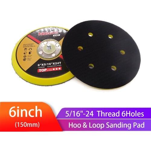 6"150mm 6 Holes Sander Backing Pad Hook&Loop Sanding Pads with 5/16"-24 Thread Dust Free Sanding Disc Holder Power tool