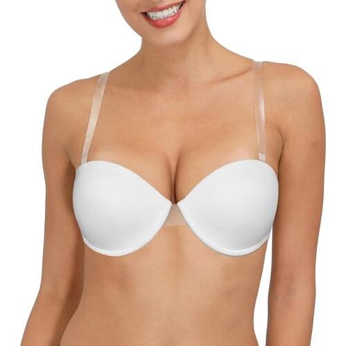 Plus Size Sexy Push Up Bra Brassiere Backless Bralette Breast Bras for Women Low Cup Clear Convertible Adjusted 30A-44E