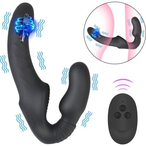 Strap-on Dildo Dual Head 10 Speeds G Spot Wireless Penis Vibrator Female Masturbation Adult Product Sex Toys for Lesbian