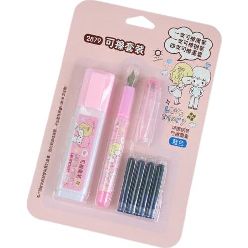 Cute Erasable Pen Fountain Pen + ink 0.5mm medium F Nib Office stationery student School Supplies