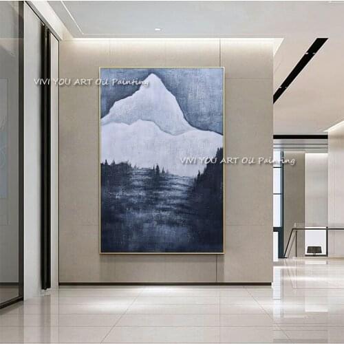 Hand Painted blue cloud landscape oil painting Wall art Picture Abstract handmade for Living room bedroom home decor no framed
