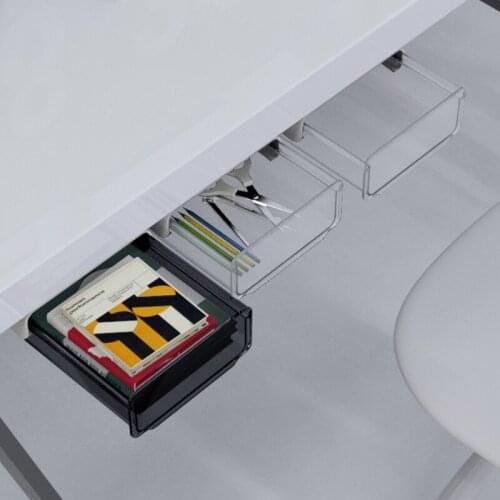 Self-Adhesive Under Desk Drawer Slide-Out Office Hidden Stationery Organizers Table Storage Box Pencil Tray Holder