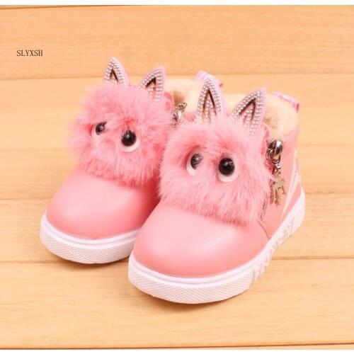 SLYXSH 2020 Winter Warm baby PU leather boots Children Fashion Boys Girls Sneaker Boots Kid Warm Baby Casual Shoes