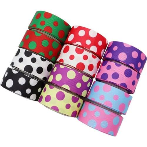 T.R Grosgrain Ribbon polka dots printed ribbon cute colors for hair bows