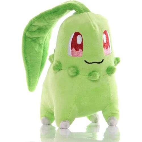 TAKARA TOMY 20cm green Chikorita Kawaii Plush Toys Pokemoned anime peripheral Soft Stuffed Dolls Collection Children Gifts