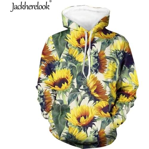 Jackherelook 2020 Loose Hoodies for Womens Tops Yellow Floral Sunfloral Brand Design Oversized Sweatshirts Pullover Hoodie Mujer