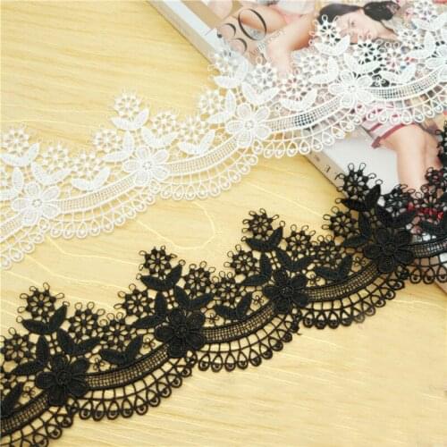 20yards White Black Polyester Embroidered Water Soluble Lace Trim Ribbon Handmade DIY Sewing Craft For Costume Dress Decoration