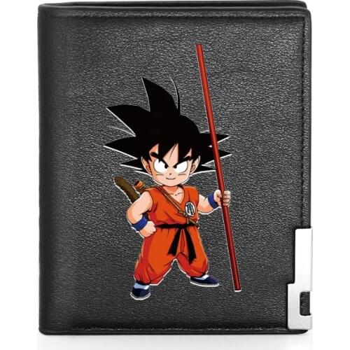 High Quality Luxury Goku Theme Printing Leather Wallet Credit Card Holder Short Male Slim Purse For Men