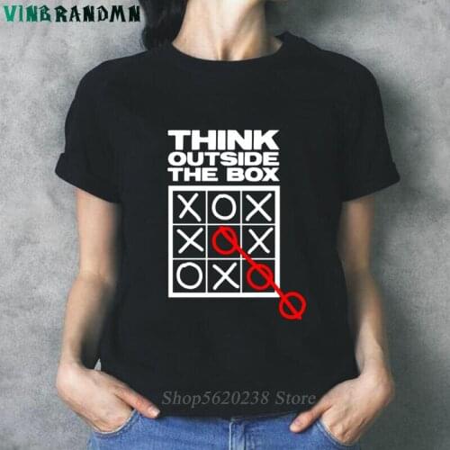 Funny Think Outside The Box Womens T-Shirt Summer Short Sleeve T Shirts for Women Summer Cotton Clothing Tops Mujer Camisetas