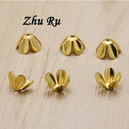 20pcs/lot zhu ru copper 7.5mm Hollow out five-petal cap receptacle Charms Findings Women Girl Handmade Dangle Earring Jewelry