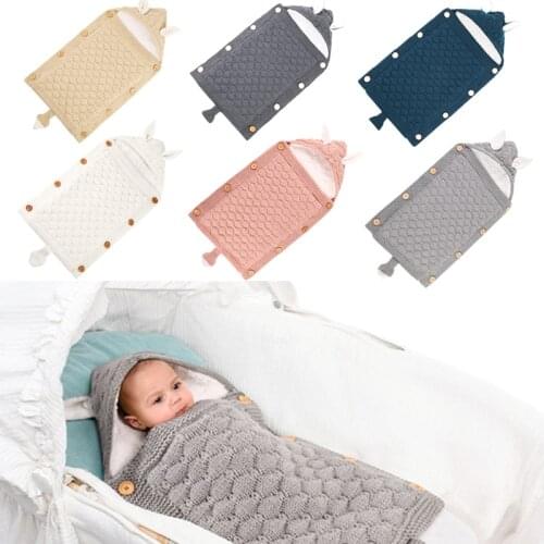 Winter Sleeping Bag Warm Thick Infant Button Knit Swaddle Wrap Swaddling Stroller Wrap Toddler Blanket Newborn Sleeping Bag