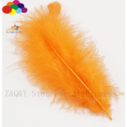 10-15CM (4-6 inches) natural 100PCS turkey hair dyed orange full velvet craft decoration DIY jewelry show costume feather