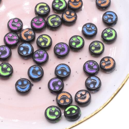 100pcs 4x7mm Smile Acrylic Beads DIY Bracelets Necklaces Earrings Jewelry Making