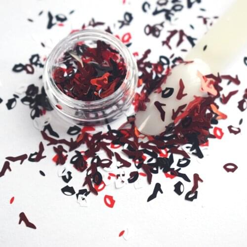 20g Love Lip Kiss Nail Glitter Nail Red Art Decoration Sweet High Heel Makeup Body Art Painting Nail Gel DIY Nails Accesorios