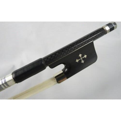 High grade black plaid Carbon fiber CELLO bow 4/4,beautiful cross frog