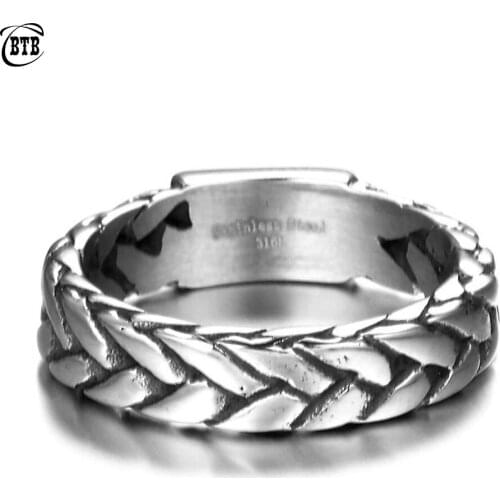 CBTB Hot Sale Finger Art Retro Titanium Stainless Steel Buddha Ring Punk Biker Jewelry Wide Chain Ring Free Shipping