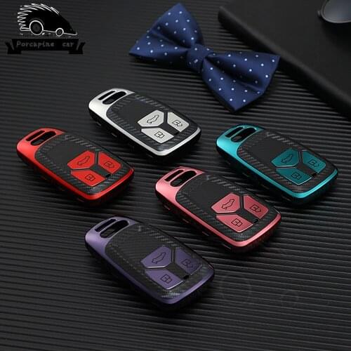 Carbon Fiber TPU Car Remote Key Fob Case Cover For AUDI A4 B9 Q5 Q7 TT TTS 8S 2016 2017 Keychain protective Shell