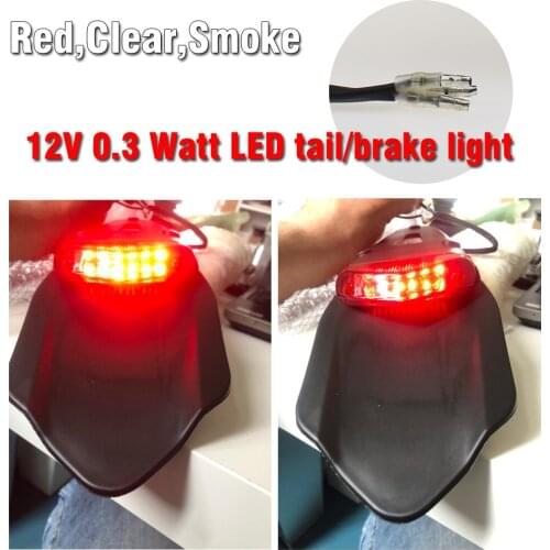 Motorcycle Rear Fender License Plate Bracket Holder with 12V LED Taillight Brake Lamp Universal for Enduro Off-Road Bike