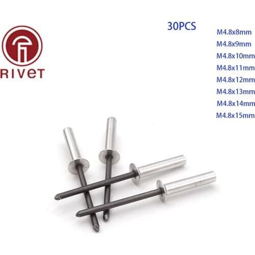 DIN 15974 30PCS M4.8 Aluminum Countersunk Head Closed End Blind Rivet Sealed Blind Rivet Water Air Tightness Rivets