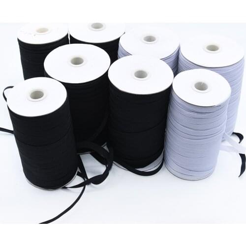 Elastic Bands White and Black a Roll 90Meters/180Meters 3/5/6/8/10/12mm Width Polyester for Clothes Garment Sewing Accessories