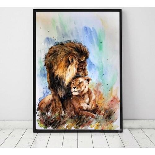 Outdoor wildlife lion tiger elephant home decoration painting canvas art printing living room picture animal posters