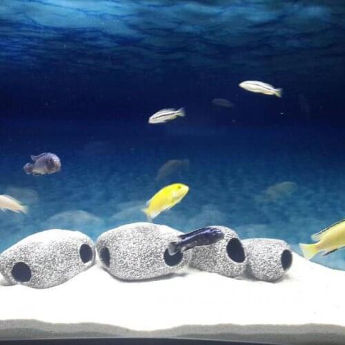 Ceramic Aquarium Cichlid Stone Decoration Fish Tank Breeding Housing Shelter Ornament For Cichlid Fish Hiding Rock Cave Deocr