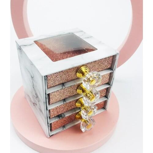 FOXYFOX Wholesales Crystal HandleFour pairs of eyelashes packaging box Mink Eyelash 3D Mink Lashes Custom Eyelash Packaging Box