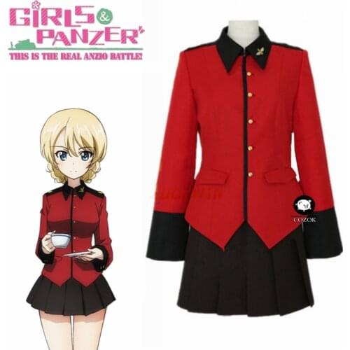 Anime GIRLS und PANZER Darjeeling Red suit Cosplay Costume Carnaval Halloween Christmas Costume