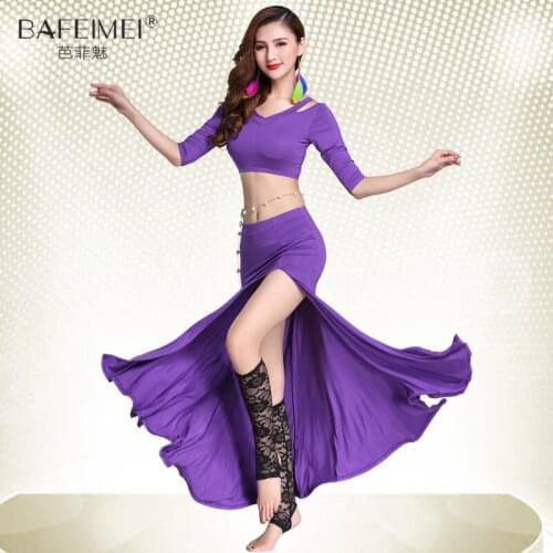 Belly Dance Costumes 2pcs Bellydance Suit Top Skirt Girls Samba Dancing Costume Lady Rumba Dancing Suit Dance Costumes D-0070