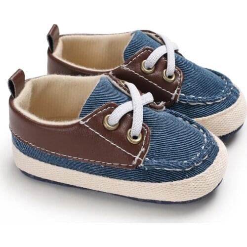Baby Shoes Spring/Autumn Casual Shoes Sport Sneakers Baby Boys PU with Canvas Soft-Soled Non-Slip Toddler Shoes For 0-18M