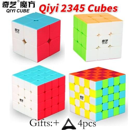 4pcs/Set Qiyi 2x2x2 3x3x3 4x4x4 5x5x5 Magic Cube Stickerless Puzzles Cube Speed Cube Learning Educational Toys For Children