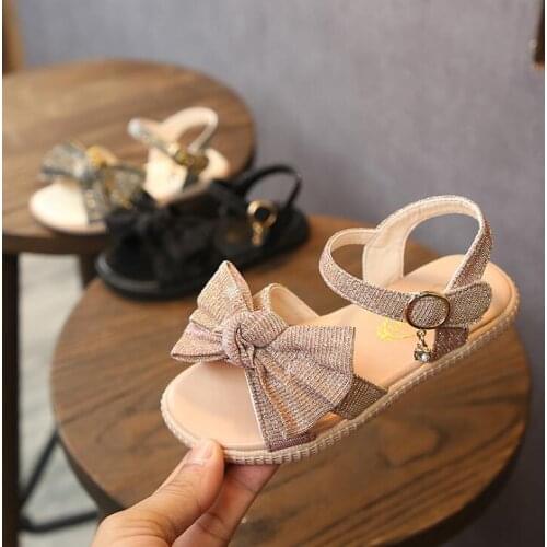 Summer Sandals For Girls Baby Bow Tie Beach Sandals Toddler Children Dance Sneakers Casual Single Dress Shoes For Party Shoes