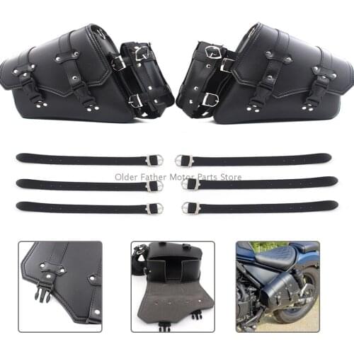 Motorcycle universal retro black saddle bag water bag moto rear side tool bag waterproof buckle side storage bag for most motors