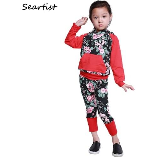 Searist Baby Girls Hoodies Clothing Sets Girl Pollover + Joggers 2Pcs Set Girls Floral Sweatpants Set Girl Sweatshirt 48
