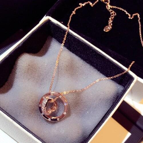 Luxury Bling Zircon Circle Heart Necklace Buckle For Women New Fashion Female Jewelry Clavicle Short Choker Necklaces Pendant