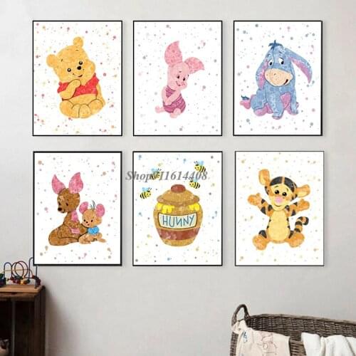 Disney Cartoon Poster Anime Winnie The Pooh Canvas Painting Modern Print and Poster Wall Art Picture for Kids Bedroom Home Decor