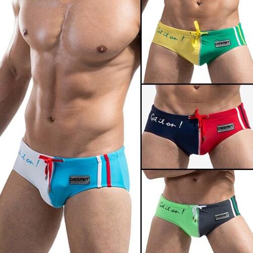 2020 Mens Color Matching Swim Trunks European And American Fashion Beachwear Low Waist Sexy Bikini Hot Spring Beach Surf Sport