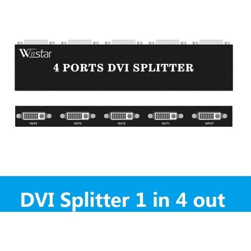 Wiistar DVI Splitter 1X4 DVI-D Distributor 1 In 4 Out 1920x1440 for projector monitor computer graphic card
