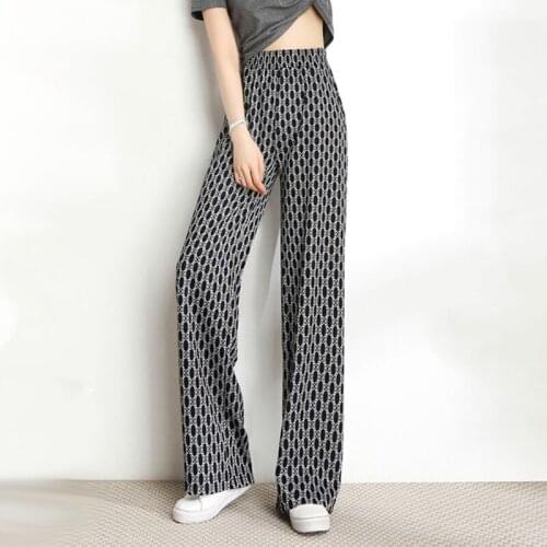 Letter Plaid Pant Women Casual High Waist Plus Size 4XL Loose Wide Leg Trousers Ins Retro Teens Harajuku Hip-hop Streetwear 2021