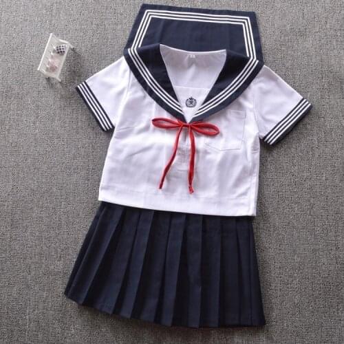 Japanese High-end sailor suit Summer embroidery Short sleeve suit 001